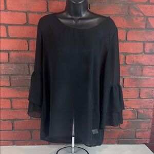 Quintessential Womens Size Medium‎ Elegant Black Sheer Blouse – Boho Ch